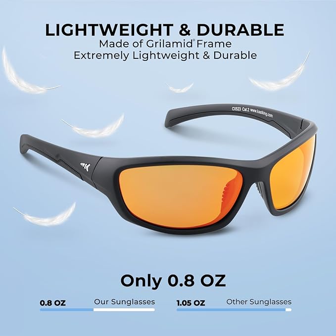 KastKing Hiwassee Polarized Sport Sunglasses for Men and Women, Wrap Sunglasses for Fishing Cycling and Running,UV Protection
