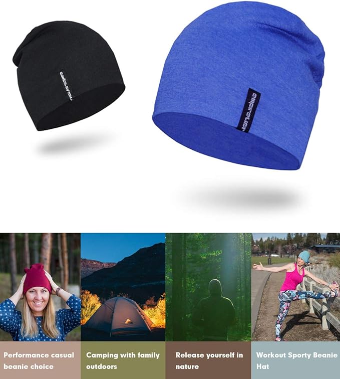 9" Multifunctional Lightweight Beanies Hats Snug Fitting, Running Skull Cap Helmet Liner Sleep Caps