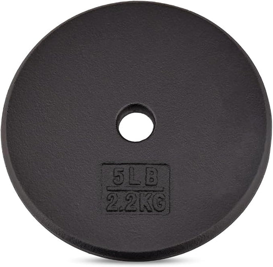 Yes4All Standard 1" Cast Iron Weight Plate - Ideal for Strength Training - Multiple Weight: 5LB to 25LB (Single & Set of 4)