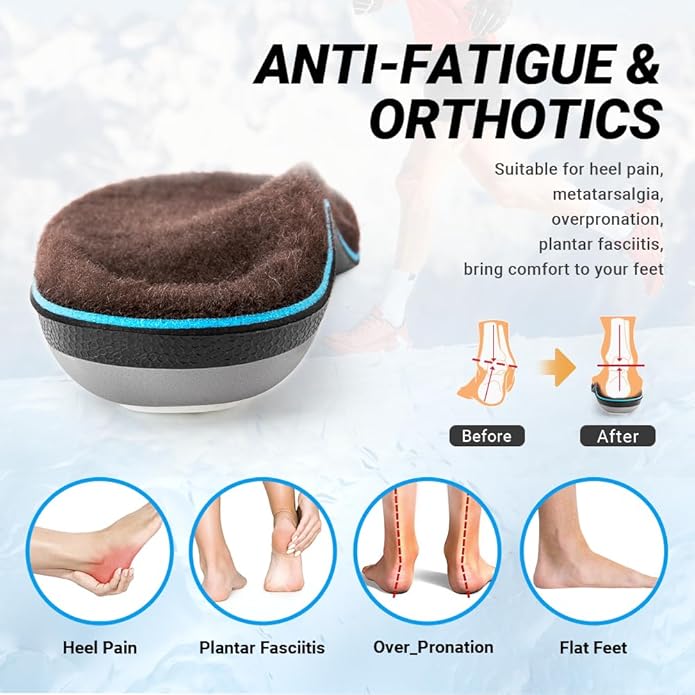 VALSOLE Heavy Duty Support Pain Relief Orthotics - 220+ lbs Plantar Fasciitis High Arch Support Insoles for Men Women, Flat Feet Orthotic Insert, Work Boot Shoe Insole, Absorb Shock with Every Step