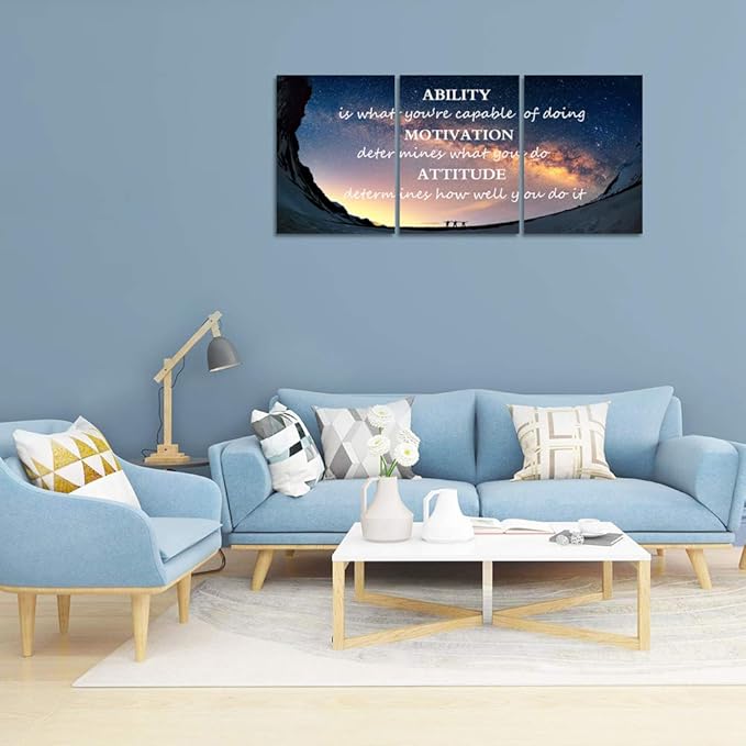 3 Panels Successful Inspirational Posters Quotes Wall Art Ability Modern Motivational Painting Picture Prints on Canvas Artwork Motto for Office Bedroom Decor Living Room Home Decor (16”Hx36”W)
