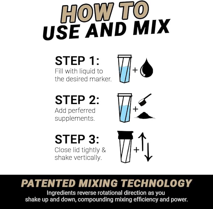 HELIMIX 1.5 Vortex Blender Shaker Bottle Holds Upto 20oz | No Blending Ball or Whisk | USA Made | Portable Pre Workout Whey Protein Drink Shaker Cup | Mixes Cocktails Smoothies Shakes | Top Rack Safe