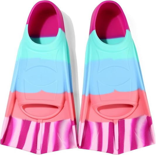 Kids Swim Fins,Short Kids Fins Youth Swimming Flippers for Lap Swimming Training for Children Girls Boys Beginners