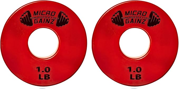 Micro Gainz Standard 1-Inch Center Hole Fractional 2 Pcs Color Weight Plates, Choose (.25LB-1LB) Designed for Standard 1-Inch Dumbbell & Barbell for Strength Training, Made in USA