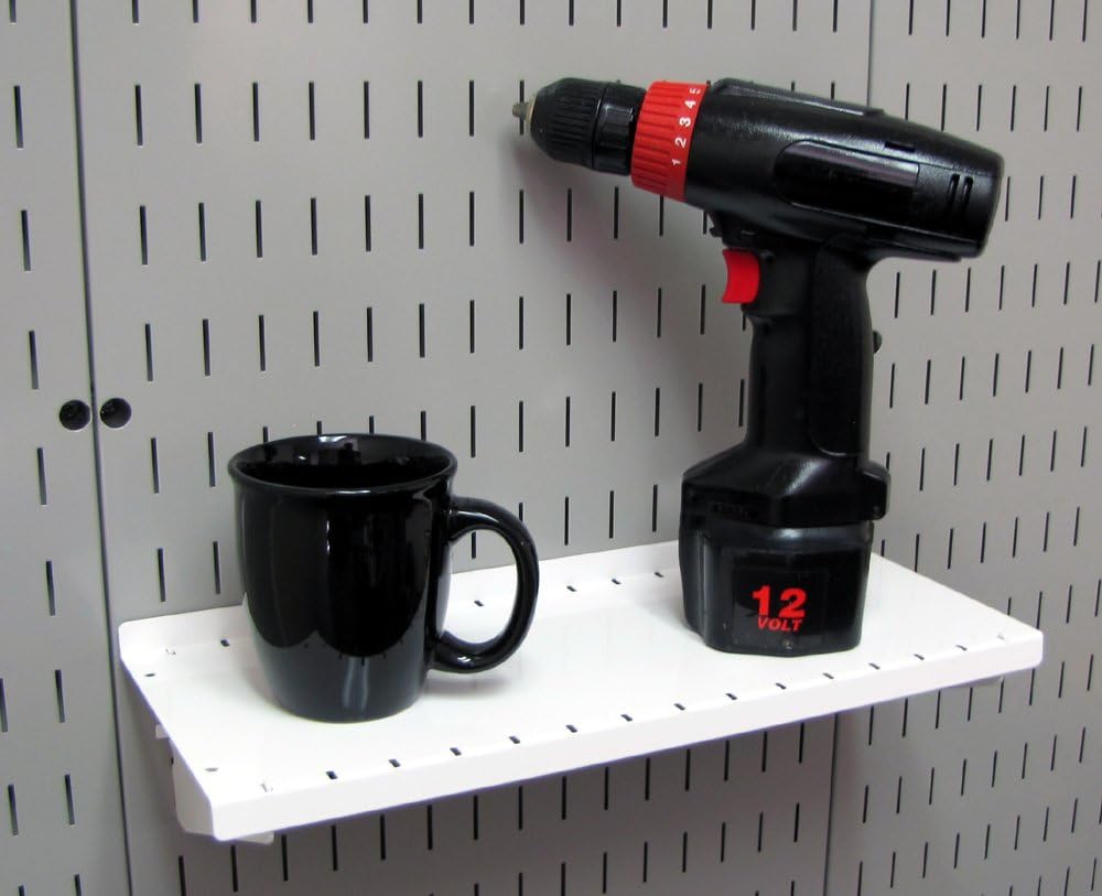 Wall Control Pegboard Organizer 4 ft. Metal Pegboard Standard Tool Storage Kit & Pegboard Shelf 6in Deep Pegboard Shelf Assembly for Pegboard and Slotted Tool Board – White