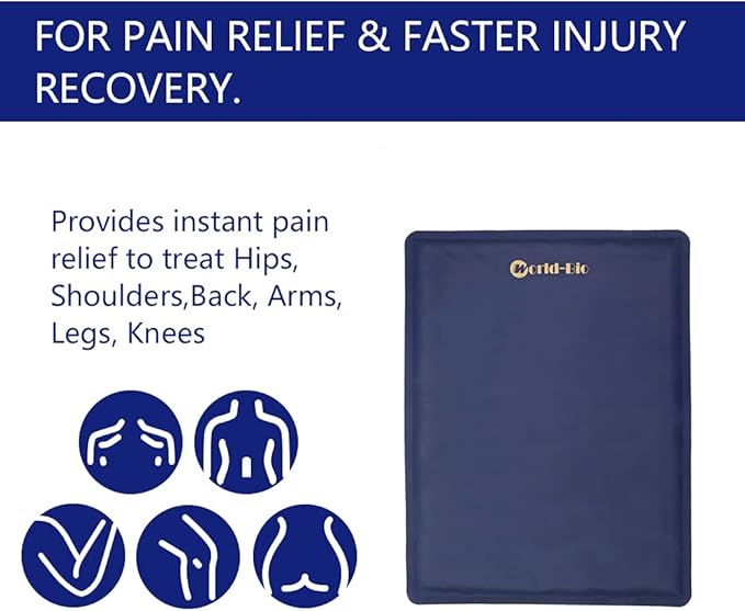 Large Gel Ice Pack 2 pack for Injuries Reusable, Flexible Hot Cold Therapy Pad for Hip, Back, Knee, Leg, Soothing Pain from Bruises & Sprains, Muscle Aches, Relief for Surgery, Back Pain 11.5" x 15.4"