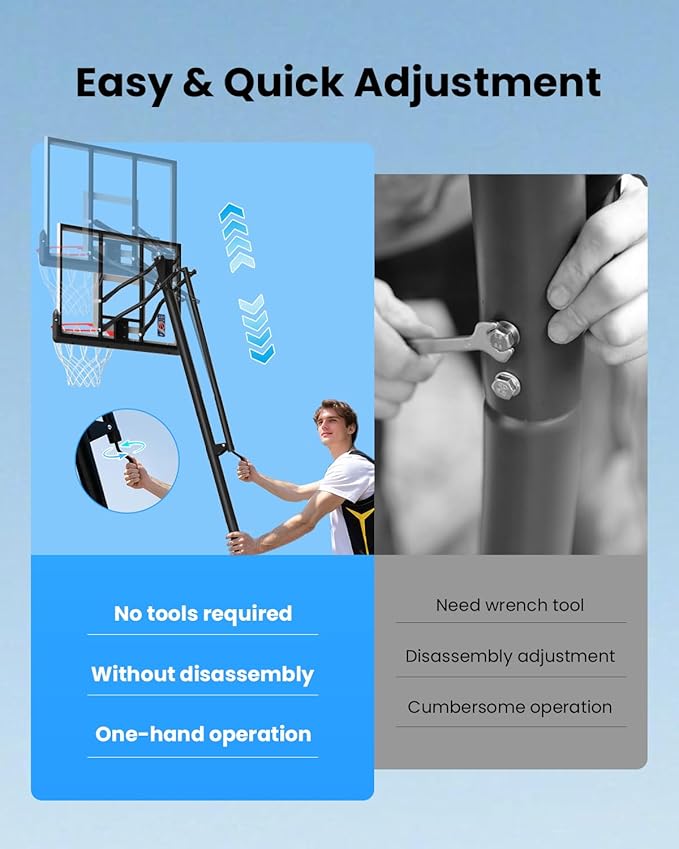 IGL Basketball Hoop Outdoor with 52 Inch Shatterproof Backboard, 10FT Height Portable Basketball Hoop Outdoor, Adjustable Basketball Goal System