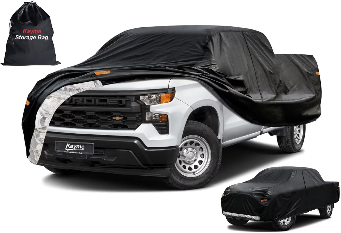 Kayme Truck Cover Custom Fit Chevy Silverado 1500(1998-2018) Extended Cab LB. Full Exterior Heavy Duty Outdoor Pickup Truck Car Cover Waterproof All Weather.Car Tarp for Wind Sun Dust Protection.