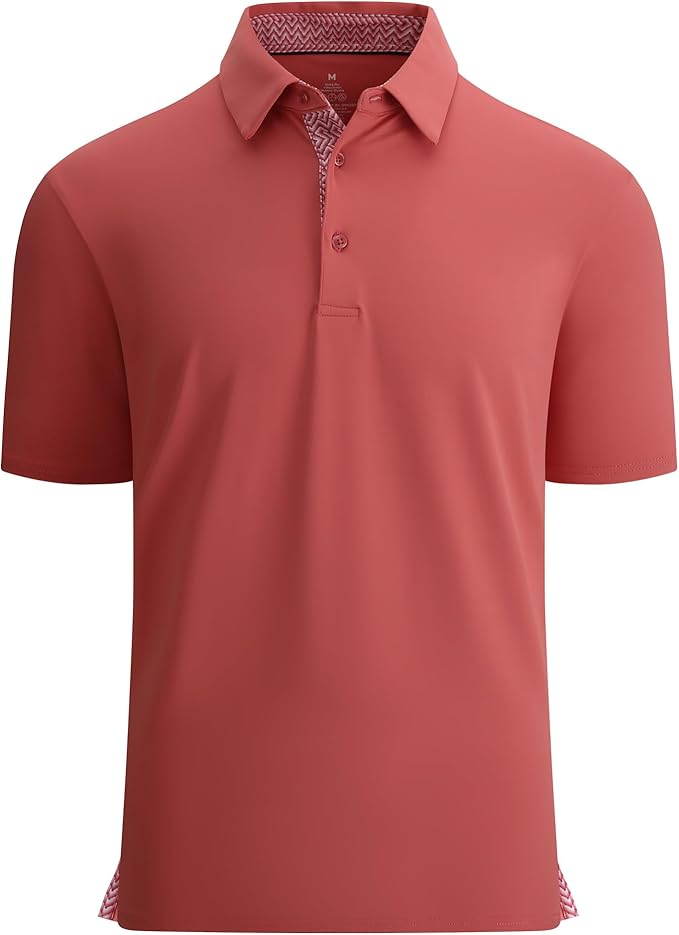 Alex Vando Mens Golf Shirt Moisture Wicking Quick-Dry Solid Short Sleeve Polo Shirts for Men