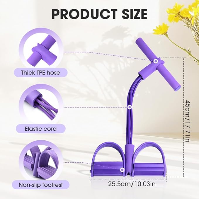 21 Fitness Resistance Bands-6 Tube Pedal Ankle Puller | 2025 Upgrade 6-Level Elastic Exercise Bands with Yoga Pedal | Natural Latex Workout Equipment for Sit Up/ABS/Leg Training (Women & Men)