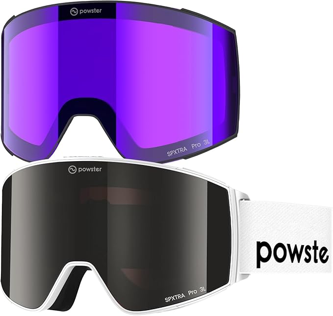 Ski Goggles Snow OTG Snowboard Goggles Magnetic Interchangeable Lens Frameless UV Protection Anti-fog mobile Skating