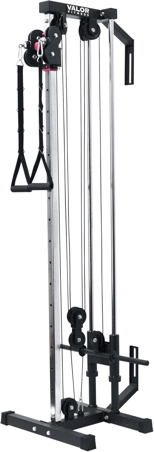 Valor Fitness BD-62 Wall Mounted Cable Machine with Adjustable Dual Pulley System Functional Home Gym Workout Equipment