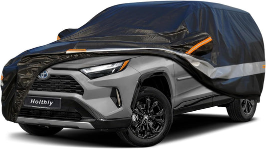 10 Layers SUV Car Cover Custom Fit for Toyota RAV4 (2005-2024) Waterproof All Weather for Automobiles, Outdoor Full Cover Sun UV Rain Protection.Black