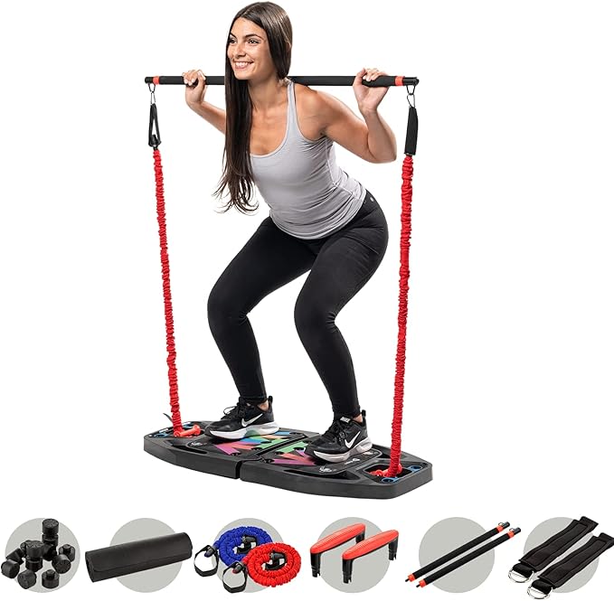 Lifepro Portable Home Gym with Push Up Training Board for Full Body Workouts Push Up Rack Board with 4 Resistance Bands - Home Workout kit Platform for Home Workouts