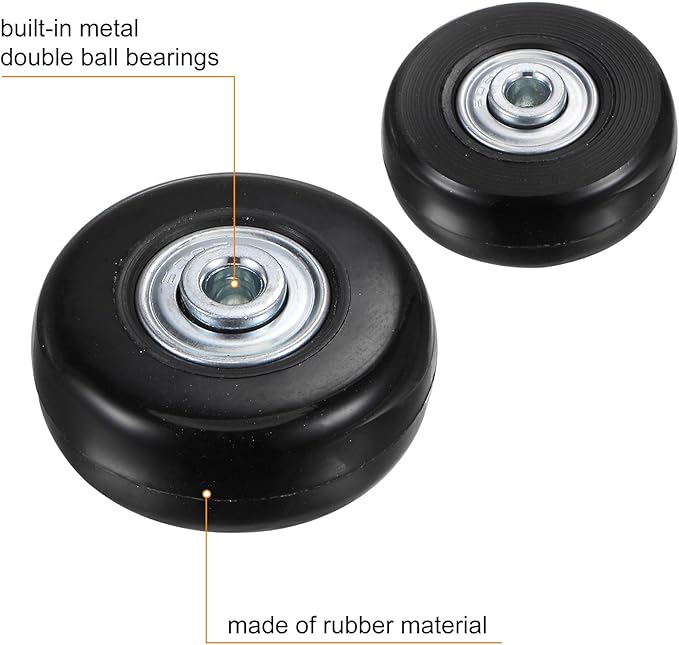 uxcell Replacement Luggage Wheels 45x18mm Suitcase Wheel Repair Kits Include 2 PU Bearing Wheels & Washers, Wrenches & Axle Screw for Trolley Bag, Inline Skate and Caster Board