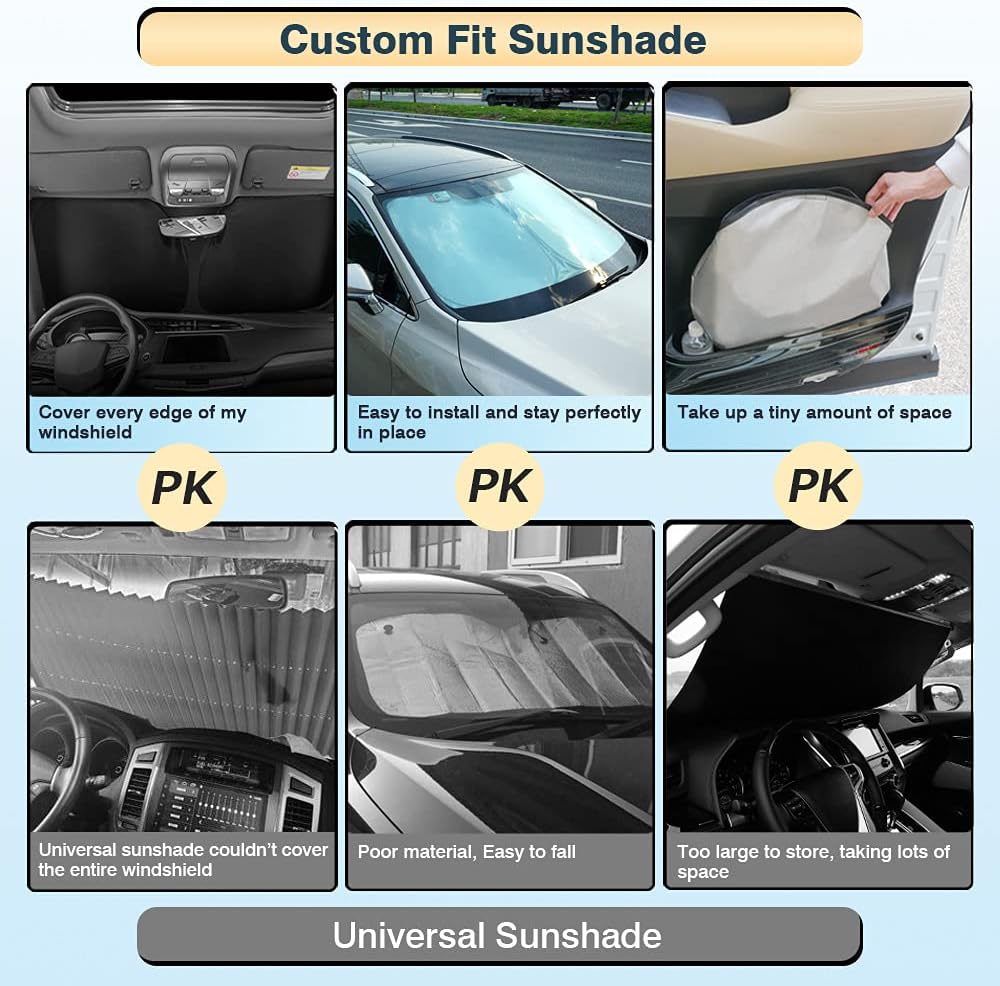 Cartist Windshield Sun Shade Fits for Dodge Caravan Mini Van 2010-2020, (NOT for Dodge Grand Caravan) Foldable Window Sunshade for Caravan Accessories