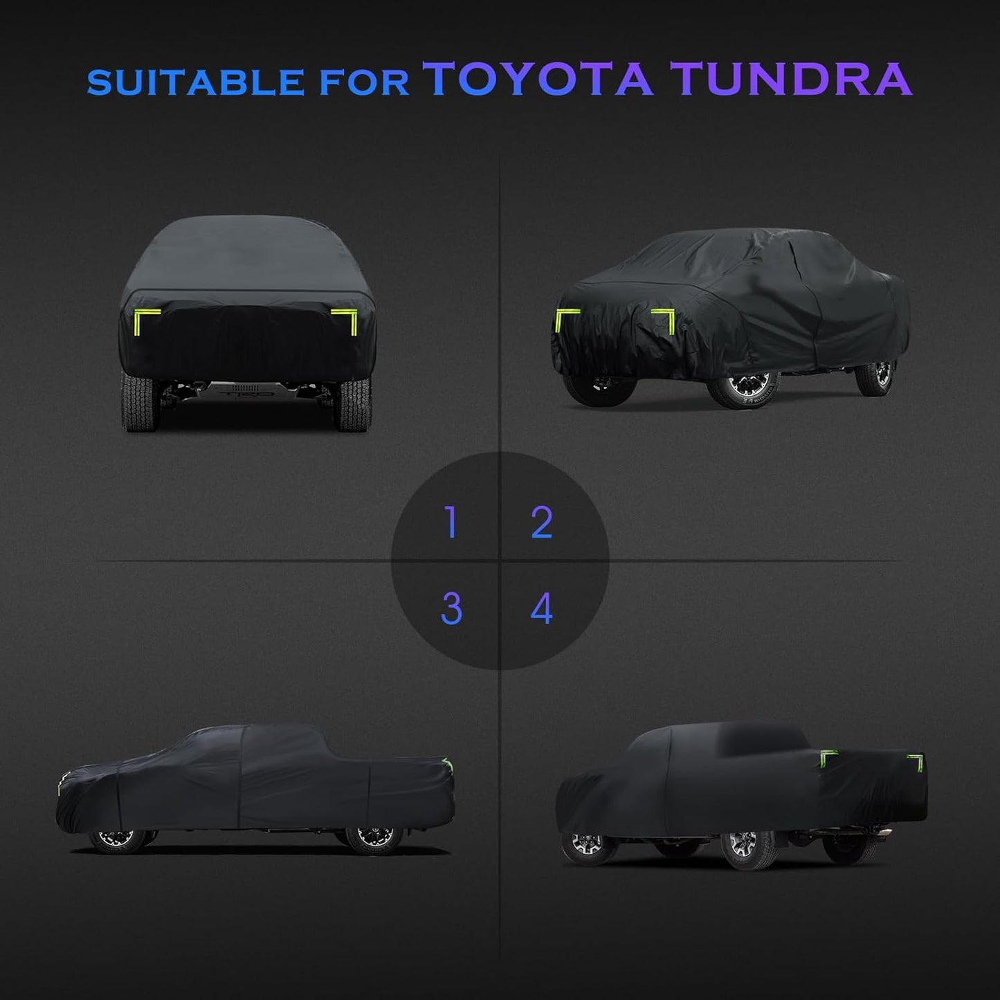 Car Cover Custom Fit for Toyota Tundra 2007-2024,6 Layers Truck Cover Waterproof All Weather for Automobiles,Outdoor Full Exterior Cover Black,Up to 233.6 inch, 5.5 Bed Length