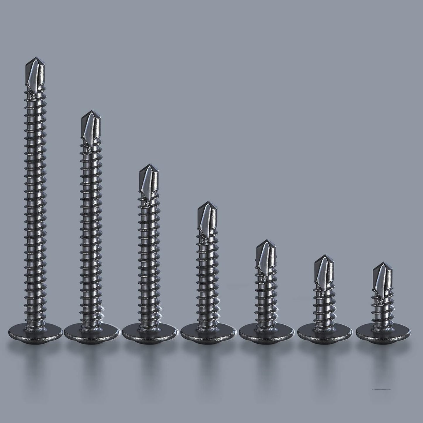 (200 pcs) Wensilon #10×1” for Sheet Metal Self-Tapping Screws 410 Black Stainless Steel Truss Head High-Strength Quick Tapping