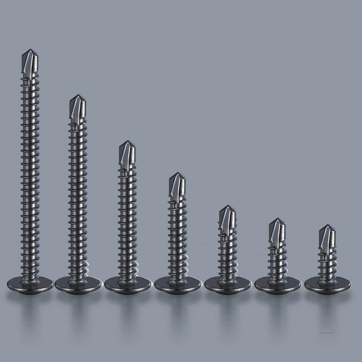 (200Pcs)#8×1” for Sheet Metal Self-Tapping Screws 410 Black Stainless Steel Truss Head High-Strength Quick Tapping