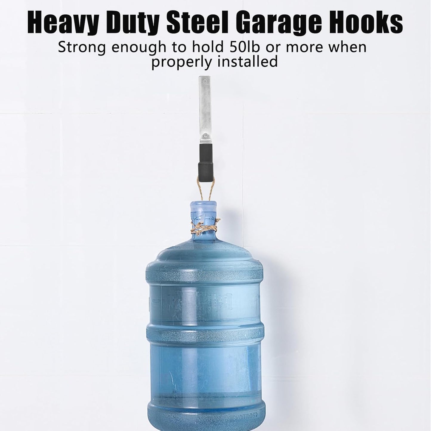 AccEncyc Heavy Duty Garage Storage Hooks - 2Pcs Wall Mount Hooks, Garden Hose Holder & Tool Organizer, Steel