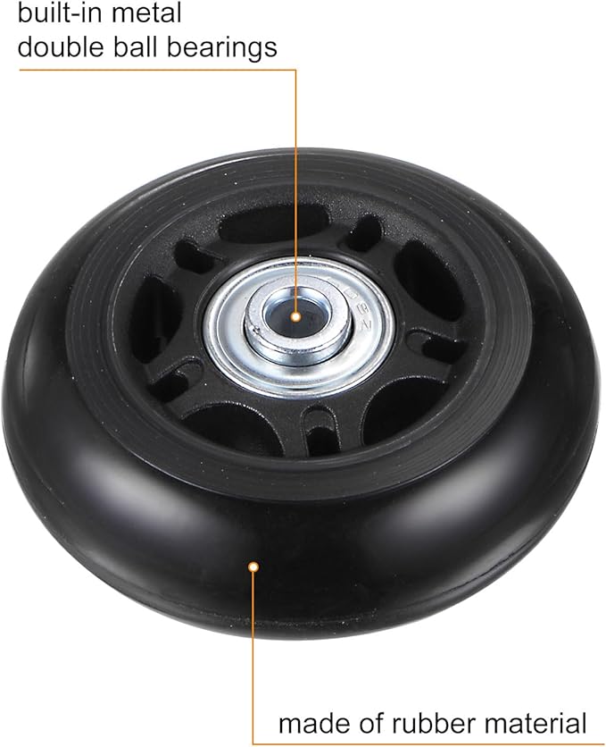 uxcell Replacement Luggage Wheels 68x24mm Suitcase Wheel Repair Kits Include 2 PU Bearing Wheels & Washers, Wrenches & Axle Screw for Trolley Bag, Inline Skate and Caster Board