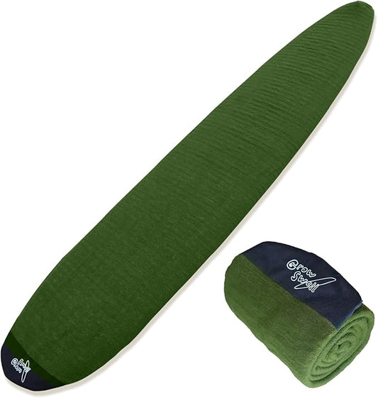 GrowSwell fabric Sock for Surfboard, Treetop Green Surfboard Cover, Surfboard Protection from Scratches, Dings, Wax, UPF 50+ proteciton, Keep 30°F cooler when covered