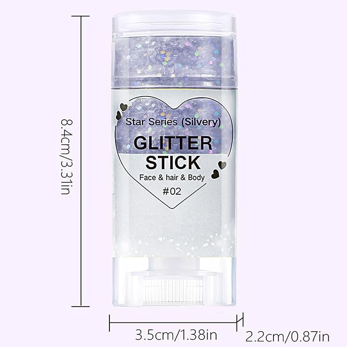 Silver Face Hair Glitter Stick, Chunky Sequins Body Glitter Rave Music Festival Outfits for Kids and Women,Waterproof Shimmer Accessories for Parties & Events