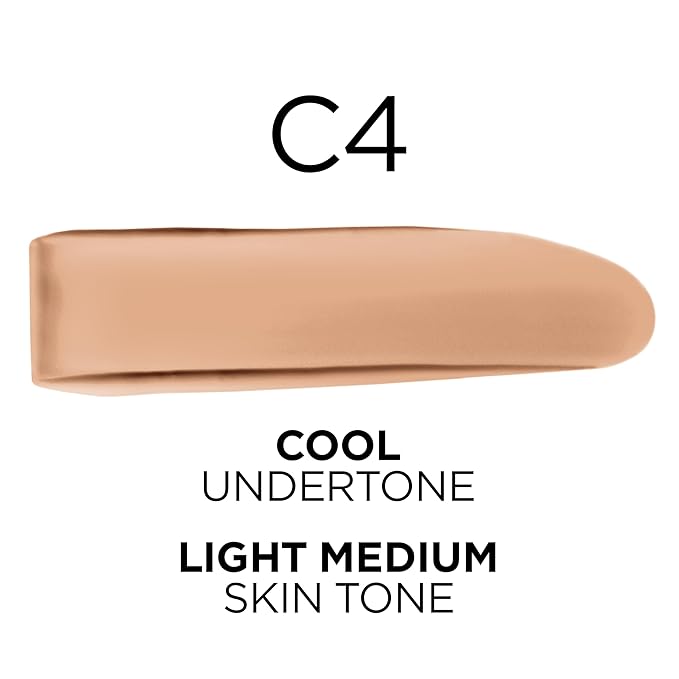 L'Oreal Paris True Match Super-Blendable Foundation, Medium Coverage Liquid Foundation Makeup, C4, Light Medium, 1 Fl Oz