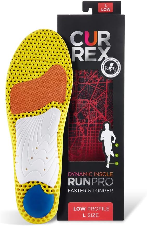 CURREX RunPro Insoles for Running Shoes – Arch Support Inserts to Help Reduce Fatigue, Prevent Injuries & Boost Performance – for Men & Women – Low Arch, Large