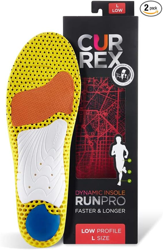 CURREX RunPro Insoles for Running Shoes – Arch Support Inserts to Help Reduce Fatigue, Prevent Injuries & Boost Performance – for Men & Women – Low Arch, 2X Size
