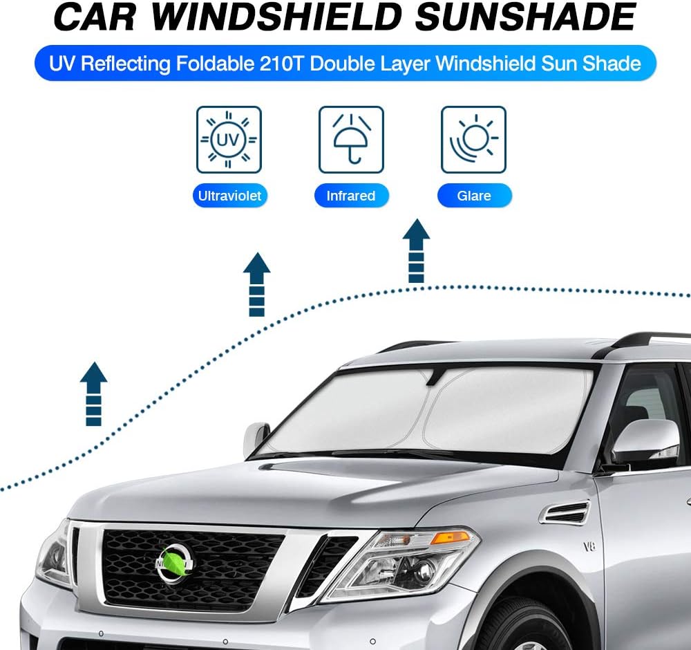 KUST Windshield Sun Shade for 2017-2024 Nissan Armada Accessories Custom Fit Sunshade Window Sun Visor Protector Foldable Blocks UV Rays Keep Your Car Cooler
