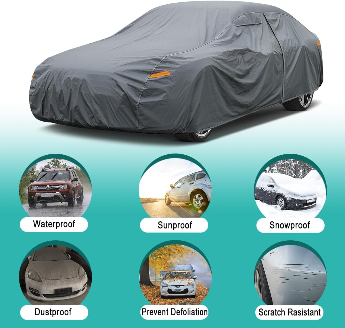 Premium Car Cover Custom Fit Cadillac CTS/CTS-V (2003-2019), 16 Layers Heavy Duty Car Cover Waterproof All Weather with Zipper Door for Sun Rain Snow Dust Uv Protection