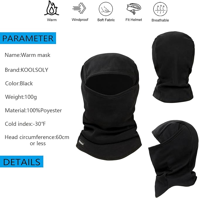 Ski Mask Balaclava Cold Weather Warm and Fleece Face Mask Neck Warmer Full Face Mask for Men&Women