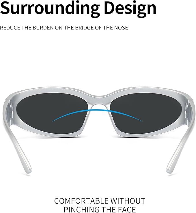 SOAR&EAGLE Y2K 3Pack Polarized sunglasses Wrap Around Men's Women's sunglasses Fashion Sport Shades Sun Glasses