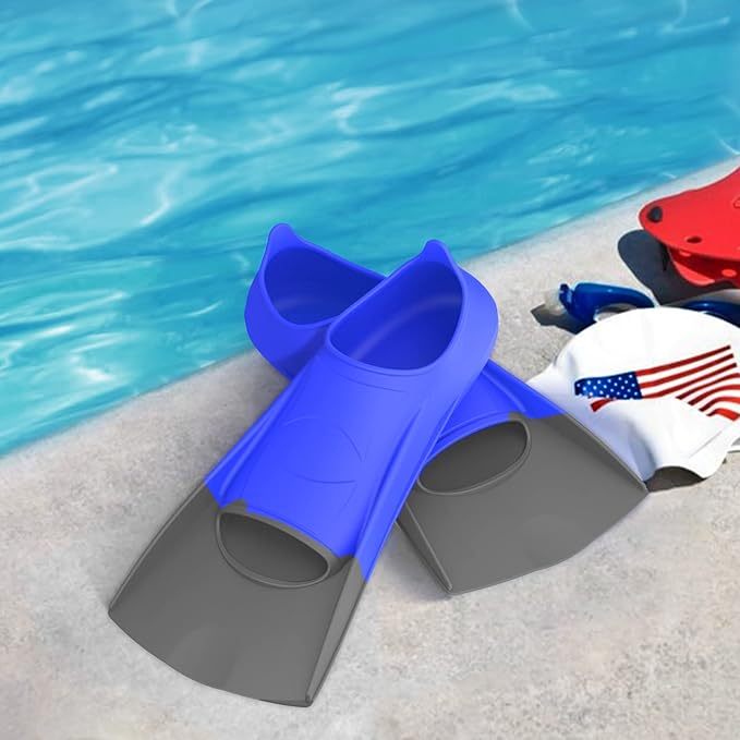 Gintenco Swim Fins, Kids Swim Training Fins for Lap Swimming, Travel Size Flippers with Mesh Bag, Silicone Swimming Fins for Kids Teens Adults Women Men