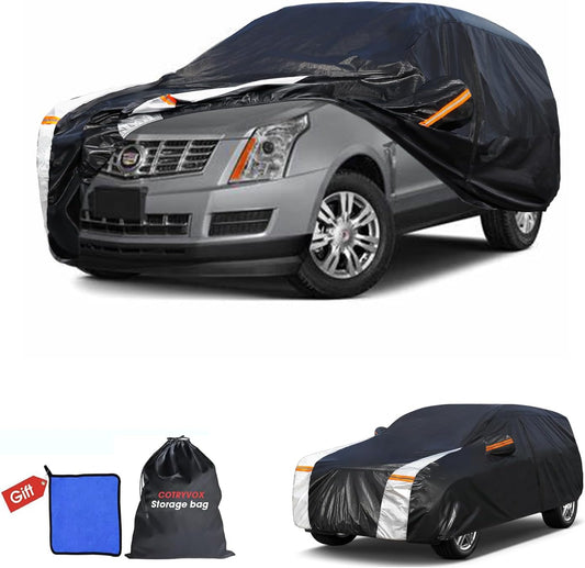 Cadillac SRX Car Cover 100% Waterproof All Weather, Gift with Towel, 10 Layers SUV Car Cover Custom Fit 2003-2016 Cadillac SRX, Full Exterior Car Covers Rain Sun UV Protection with Door Zipper.