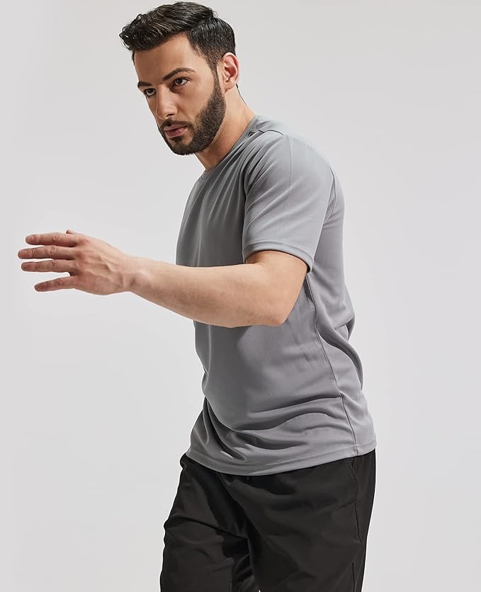 MIER Men's Quick Dry Workout Shirts Moisture Wicking Running Athletic Performance T-Shirts Recycled Polyester Top Tee