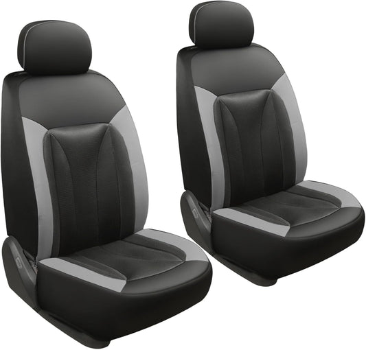 GIANT PANDA Front Car Seat Cover Custom Fit Toyota, 3D Air Mesh Car Seat Covers for Toyota Rav4 Camry Highlander Corolla Prius (Grey+Black) 2-Pack