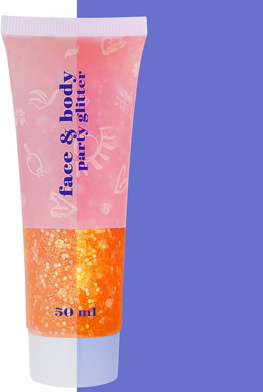 MEICOLY Neon Orange Body Glitter,Sparkling Face Glitter Gel,Mermaid Sequins Face Paint Glitter Autumn Makeup,Eye Hair Chunky Festival Rave Accessories Makeup,Party Body Glitter Gel for Women Kids,50ml