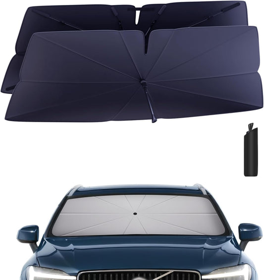 Windshield Sun Shade Umbrella: for Volvo XC60-2018-2024 - Front Custom Car Window Shades - Double Thickened Foldable Volvo XC60 Sunshades Block UV Keep Cool