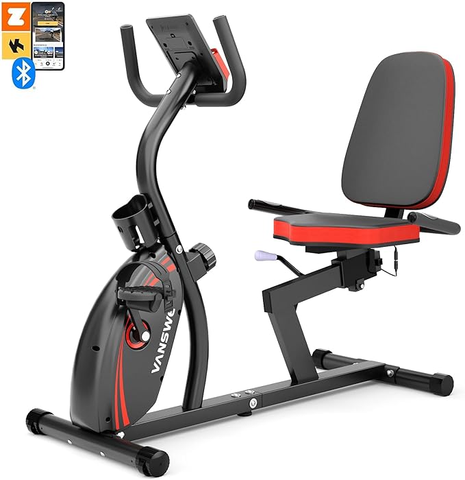 VANSWE Recumbent Exercise Bike for Adults Seniors - Recumbent Bikes for Home with Magnetic Resistance, Bluetooth and App Connectivity, Pulse Sensor