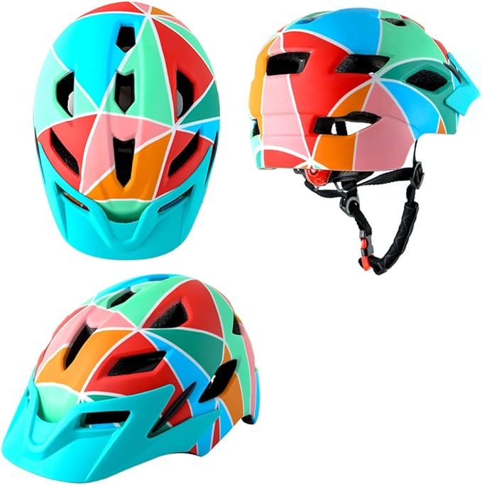 Kids Bike Helmet,Bavilk Kids Boys Girls Bike Helmets with LED Light Detachable Visor Children Youth Teen Multi-Sport for Skating Cycling Scooter Skateboard Adjustable & Lightweight 19.7"-22.4"