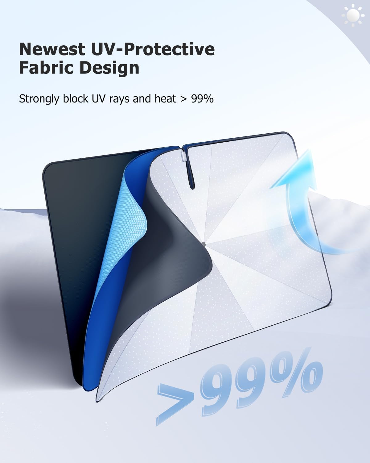 2025 Upgrade Car Windshield Sun Shade Windshield Sunshade Umbrella [Star Fabric] Protect Car from Sun Rays&Heat Damage Keeps Vehicle Cool, Spring Structure Edge Fits Sedans,SUVs,Trucks,Hatchbacks (M3)