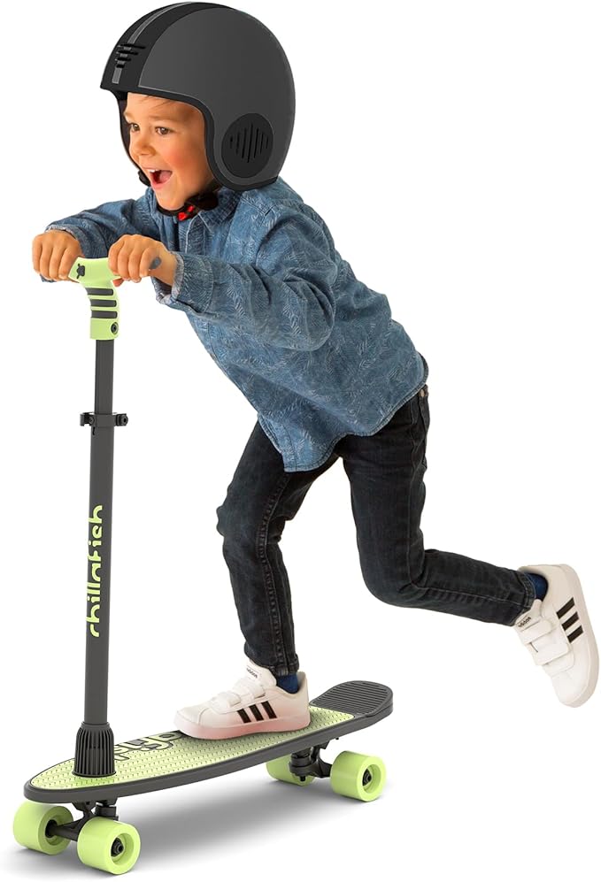 Chillafish Skatieskootie Customizable Training Skateboard and Lean-to-Steer Scooter with Detachable Stability Handlebar, Ages 3+