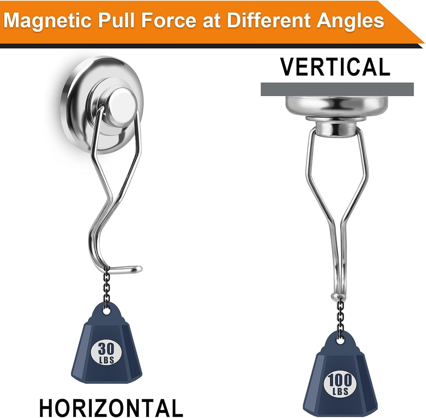 DIYMAG Swivel Swing Powerful Magnetic Hooks, 100LB (7 Pack) Strong Heavy Duty Neodymium Magnet Hooks Great for Grill, Refrigerator, Kitchen, Office-Length 68mm(2.67in), Diameter 32mm(1.26in)