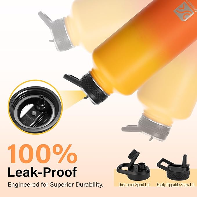 Insulated Water Bottle | Thickened Stainless Steel for Gym and Hiking with Straw, Carrier Bag, Handle Strap | BPA-Free 87 oz