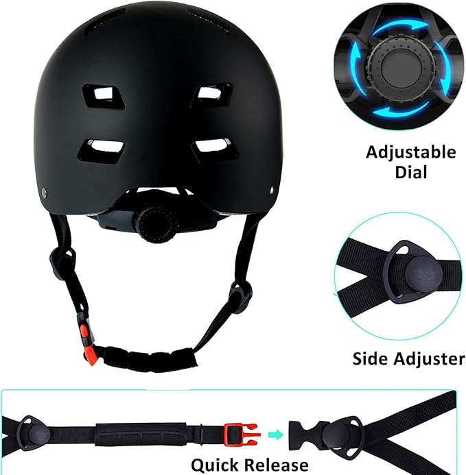 Bike Helmet 3 Sizes for Teenager Kids Youth Adults,Bavilk Skateboard Helmet Adjustable Multi-Sport Bicycle Cycling Scooter Roller Skate Inline Skating Rollerblading for Girls Boys Women Men Teen
