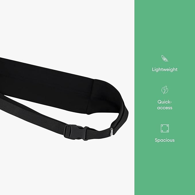 2XU Unisex Run Belt Black - Lightweight and Adjustable Fitness Waist Pack for Running, Jogging, and Outdoor Activities - Securely Holds Phone, Keys, and Essentials - One Size