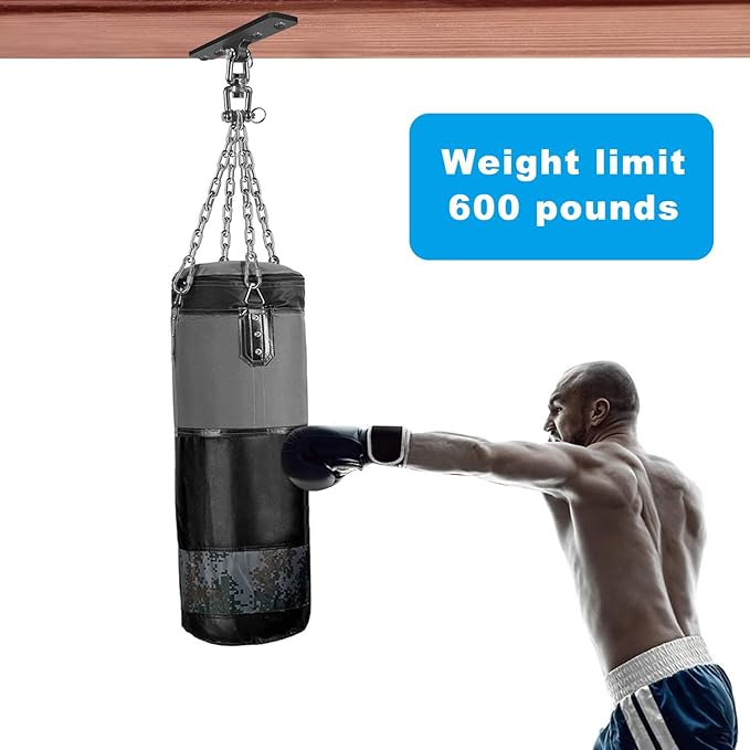Heavy Bag Hanger, Punching Bag Ceiling Mount Hanger, 360° Rotation Hook for Boxing, MMA, Aerial Yoga, Hammock, and More, 600 LB Capacity