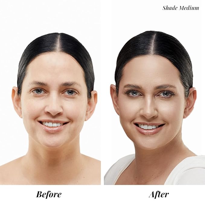 Jerome Alexander My Color Self-Adjusting Foundation, Hydrating & Lightweight Face Makeup, Skincare-Infused, with Kabuki Brush, Light, 1 oz